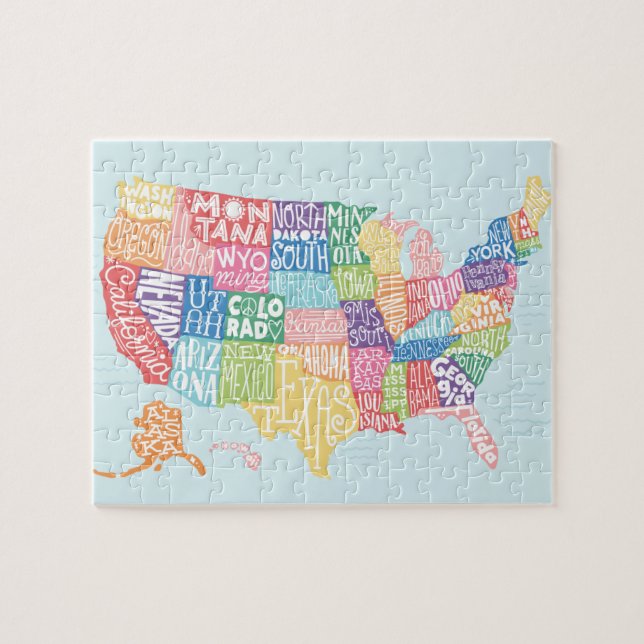 Puzzle Mapa de tipografía de Estados Unidos (Horizontal)