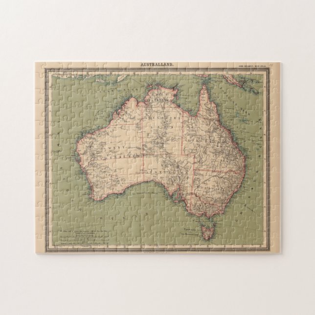 Puzzle Mapa de Topografía Australiana Vintage (1888) (Horizontal)