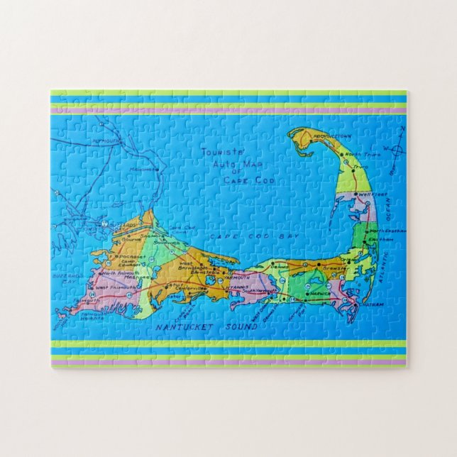Puzzle Mapa de turismo de Old Cape Cod (Horizontal)