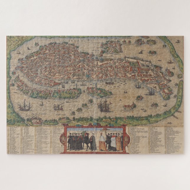 Puzzle Mapa de Venecia Italia (1572) (Horizontal)