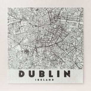 Puzzle Mapa de viaje antiguo de Dublín Irlanda