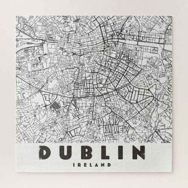 Puzzle Mapa de viaje antiguo de Dublín Irlanda (Vertical)