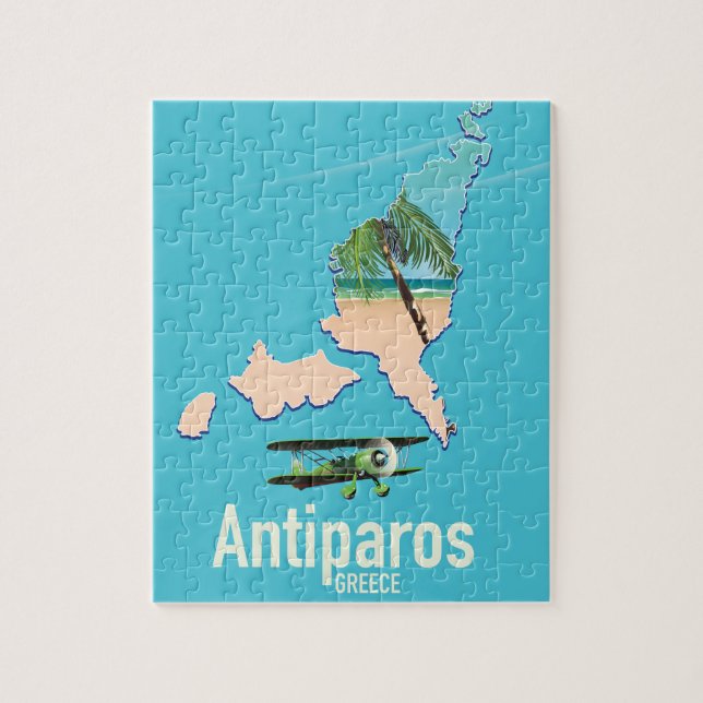 Puzzle Mapa de viaje de Antiparos Grecia (Vertical)