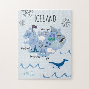 Puzzle Mapa de viaje de Islandia lindo