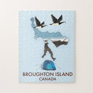 Puzzle mapa de viaje de la isla Broughton Canadá