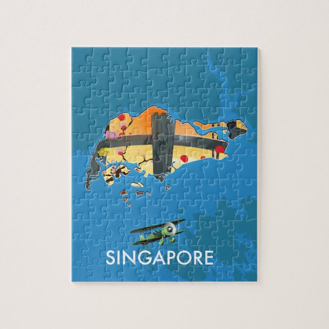 Puzzle mapa de viaje de Singapur (Vertical)