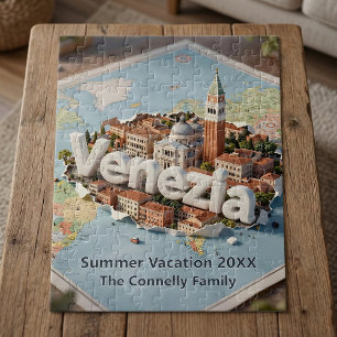 Puzzle Mapa de viaje de Venecia Italia Vacaciones familia