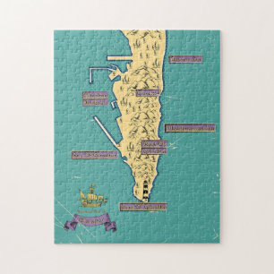 Puzzle Mapa de viaje ilustrado de Gibraltar