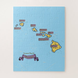 Puzzle Mapa de viaje ilustrado de Hawái