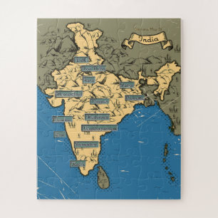 Puzzle Mapa de viaje ilustrado de la India