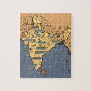 Puzzle Mapa de viaje ilustrado de la India