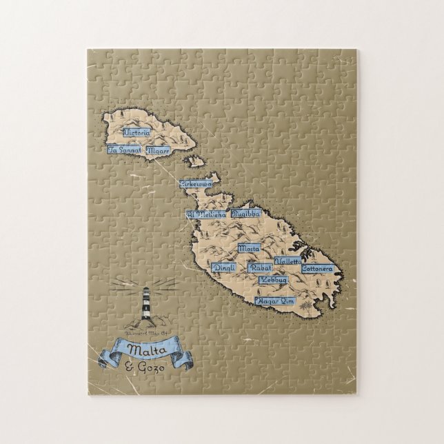 Puzzle Mapa de viaje ilustrado de Malta (Vertical)