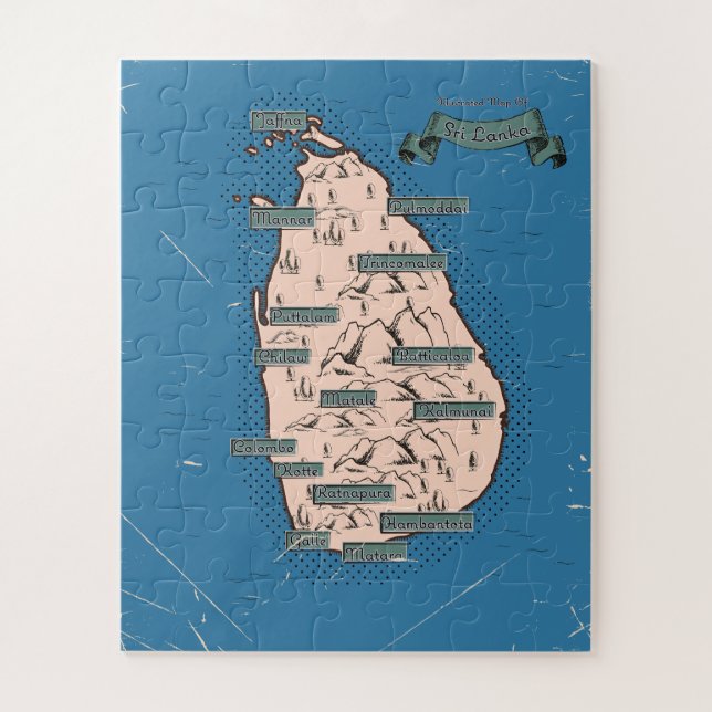 Puzzle Mapa de viaje ilustrado de Sri Lanka (Vertical)