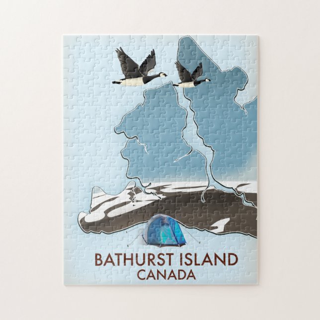 Puzzle Mapa de viajes de Bathurst Island Canada (Vertical)