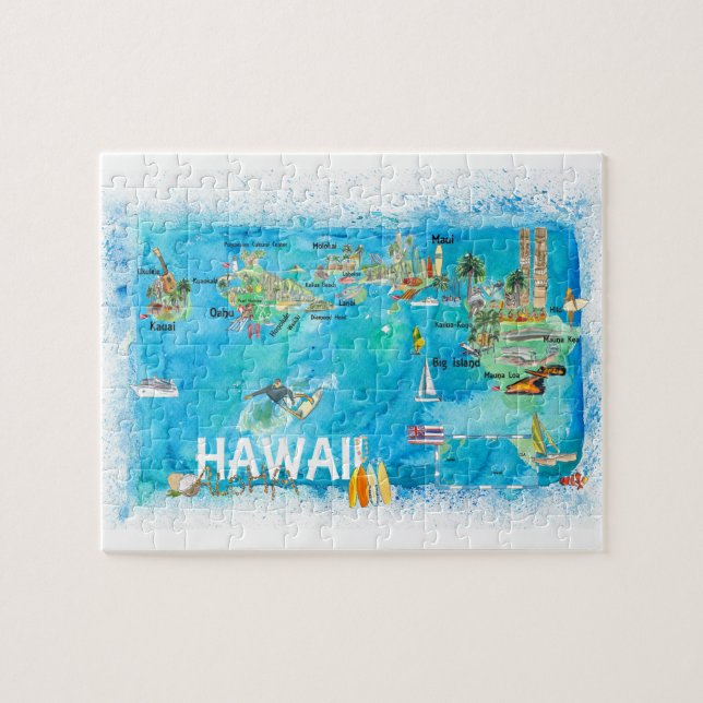 Puzzle Mapa de viajes de Hawaii (Horizontal)