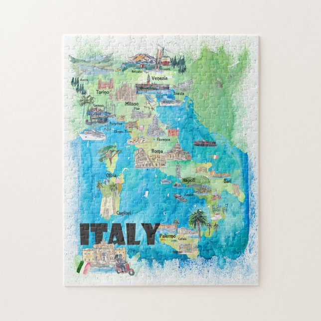 Puzzle Mapa de viajes de Italia (Vertical)
