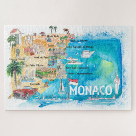 Puzzle Mapa de viajes de Mónaco Europa