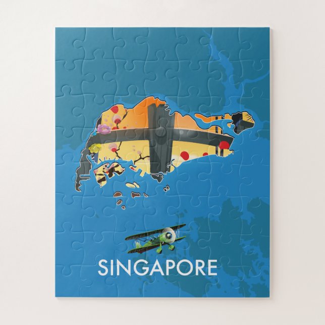 Puzzle Mapa de viajes de Singapur (Vertical)