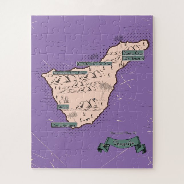 Puzzle Mapa De Viajes Ilustrado De Tenerife (Vertical)