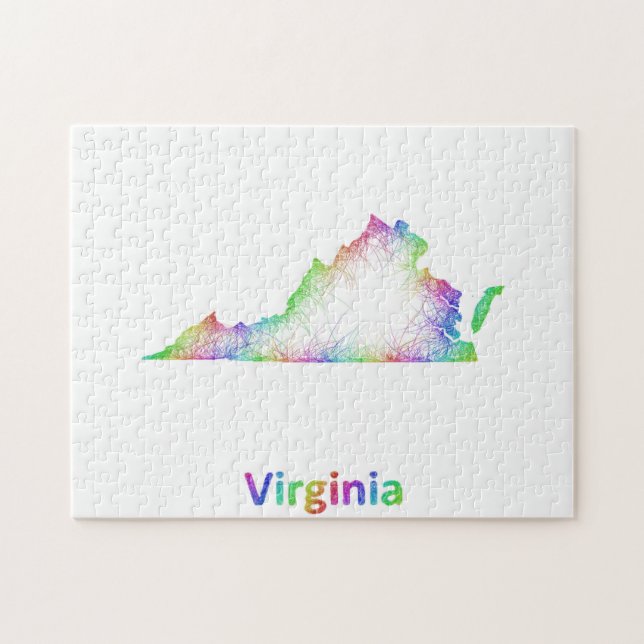 Puzzle Mapa de Virginia del arco iris (Horizontal)