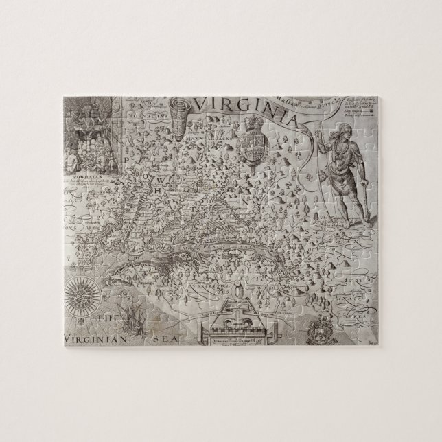 Puzzle Mapa de Virginia, descubierto y descrito por Capta (Horizontal)