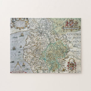 Puzzle Mapa de Westmorland y del Cumberland el 1576