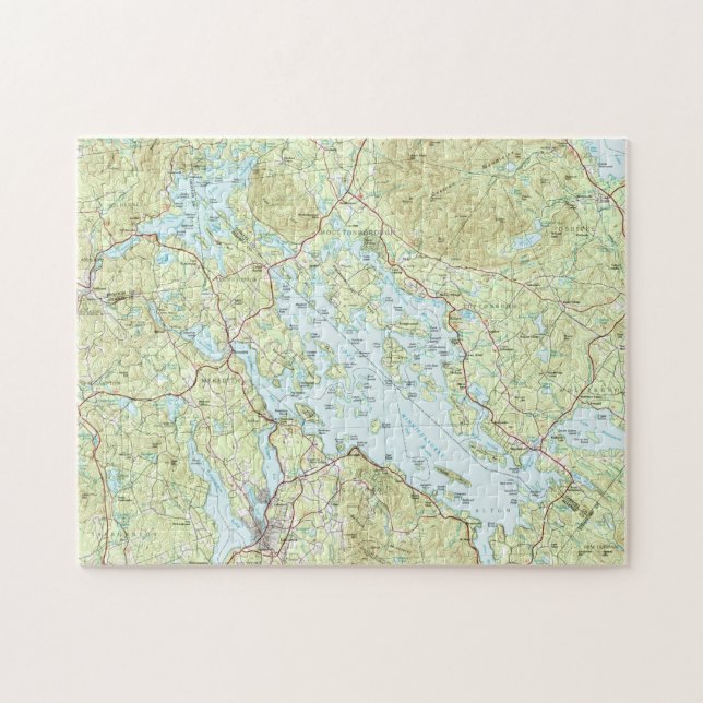 Puzzle Mapa de Winnipesaukee del lago (1986) (Horizontal)