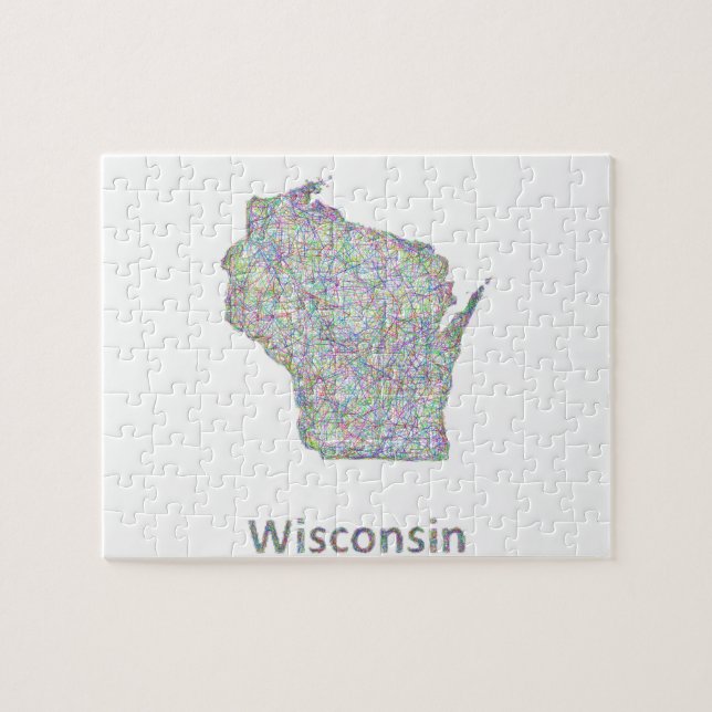 Puzzle Mapa de Wisconsin (Horizontal)