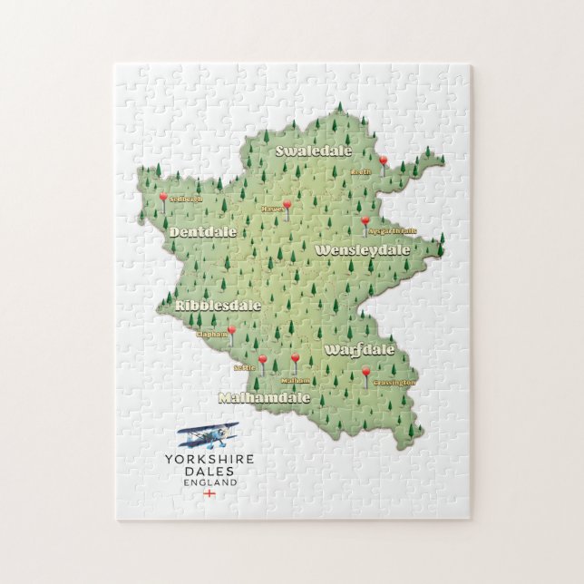 Puzzle Mapa de Yorkshire Dales Inglaterra (Vertical)