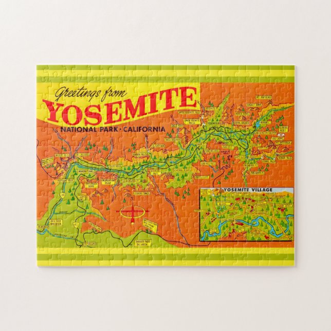 Puzzle Mapa de Yosemite National Park 11x14 (Horizontal)