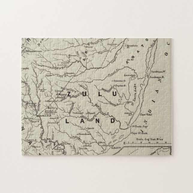 Puzzle Mapa de Zululand con las fronteras colindantes (Horizontal)