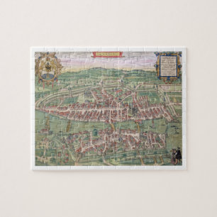 Puzzle Mapa de Zurich, de "Civitates Orbis Terrarum"