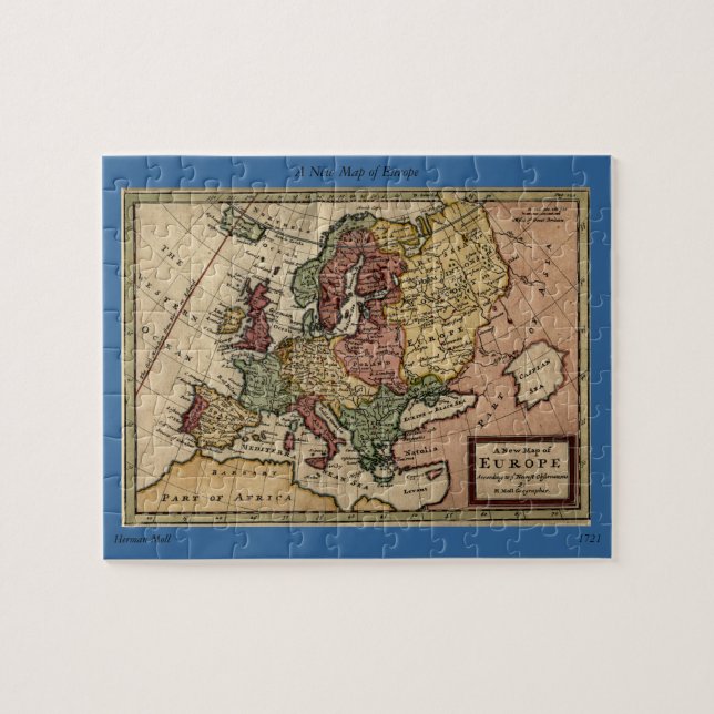 Puzzle Mapa del anticuario 1721 de Europa del Moll de (Horizontal)