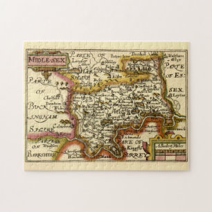 Puzzle Mapa del Atlas Antiguo del Condado de Sexo Medio d