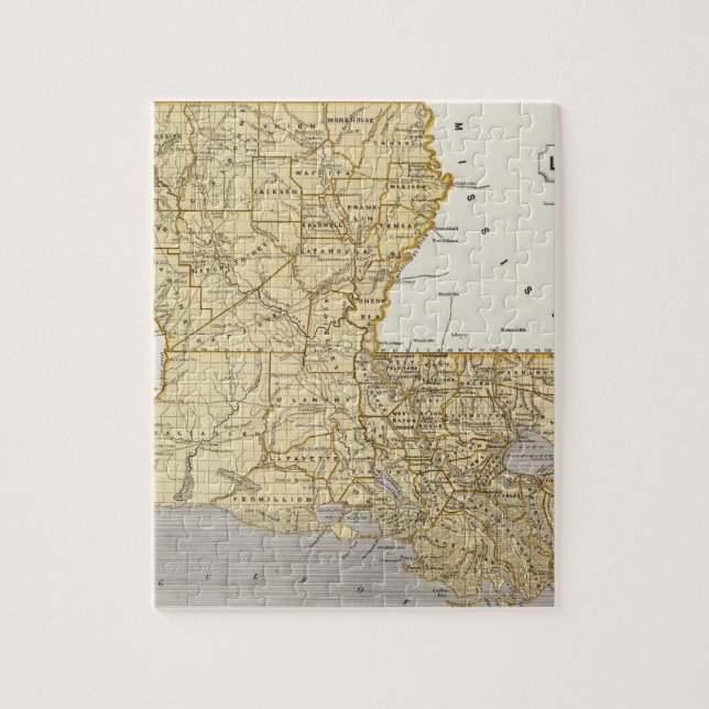 Puzzle Mapa del Atlas de Louisiana (Vertical)