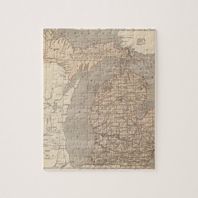 Puzzle Mapa del Atlas de Michigan (Vertical)