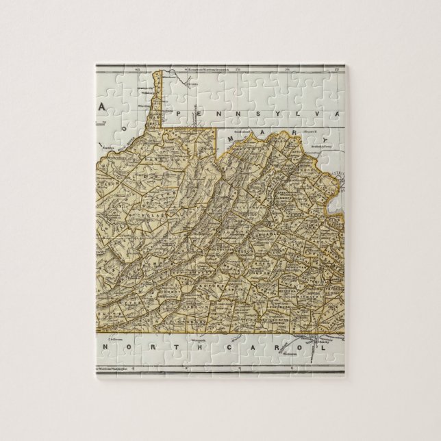 Puzzle Mapa del Atlas de Virginia (Vertical)