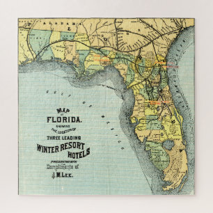 Puzzle Mapa del balneario Vintage Florida