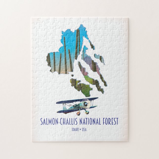 Puzzle mapa del Bosque Nacional Salmon-Challis (Vertical)