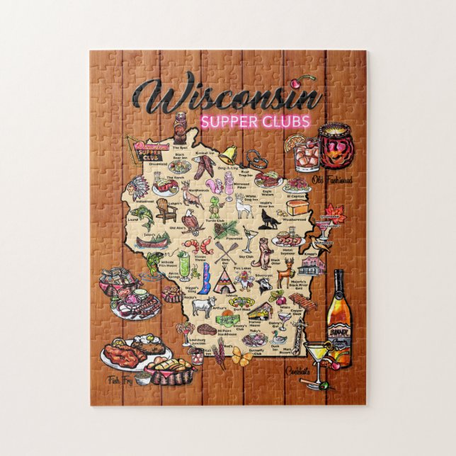 Puzzle Mapa del club de cena de Wisconsin (Vertical)