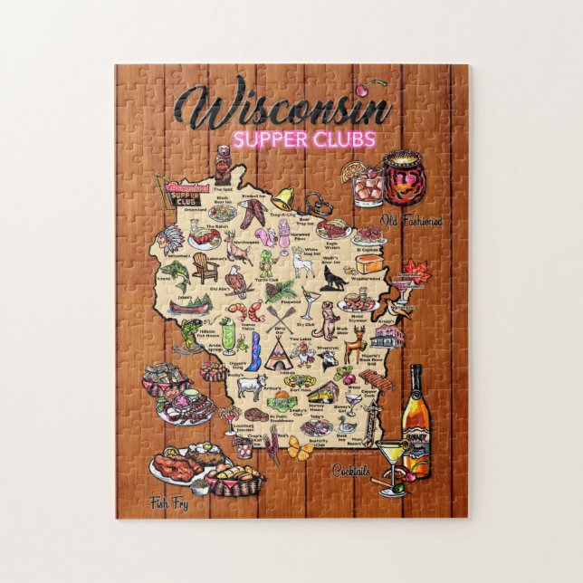 Puzzle Mapa del club de cena de Wisconsin (Vertical)