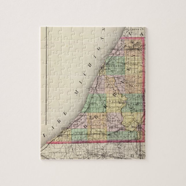 Puzzle Mapa del condado de Berrien, Michigan (Vertical)