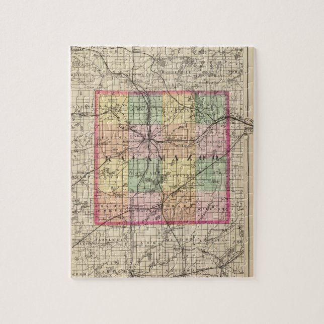 Puzzle Mapa del condado de Kalamazoo, Michigan (Vertical)
