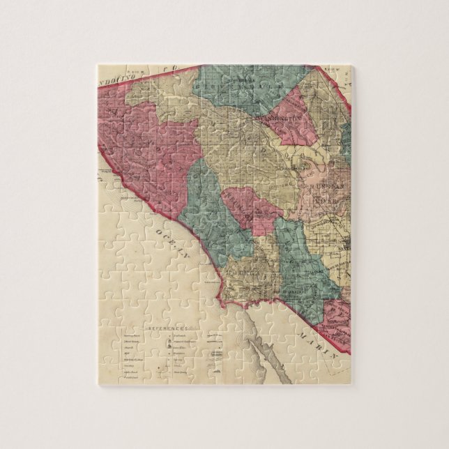 Puzzle Mapa del condado de Sonoma, California (Vertical)