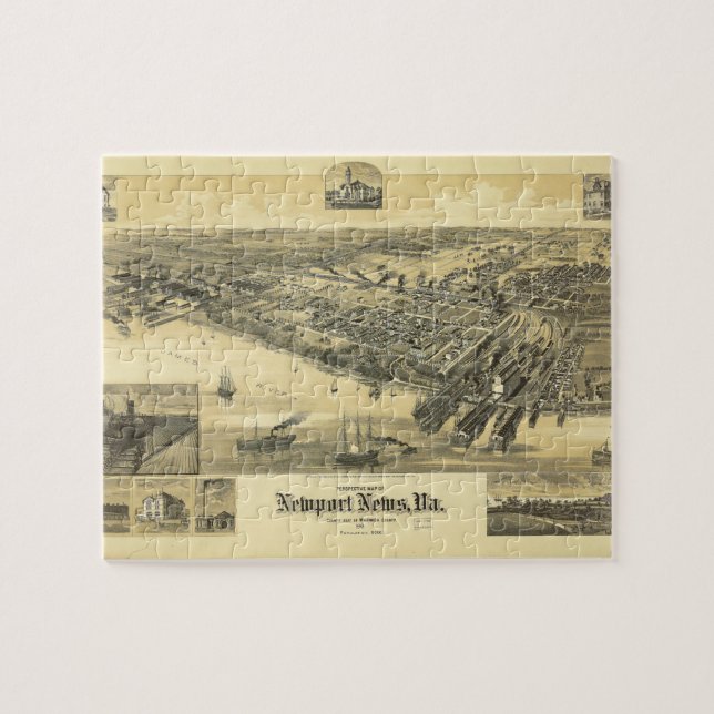 Puzzle Mapa del condado de Warwick de Newport News Virgin (Horizontal)