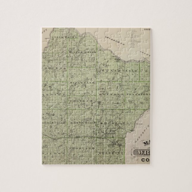 Puzzle Mapa del condado de Wright, Minnesota (Vertical)