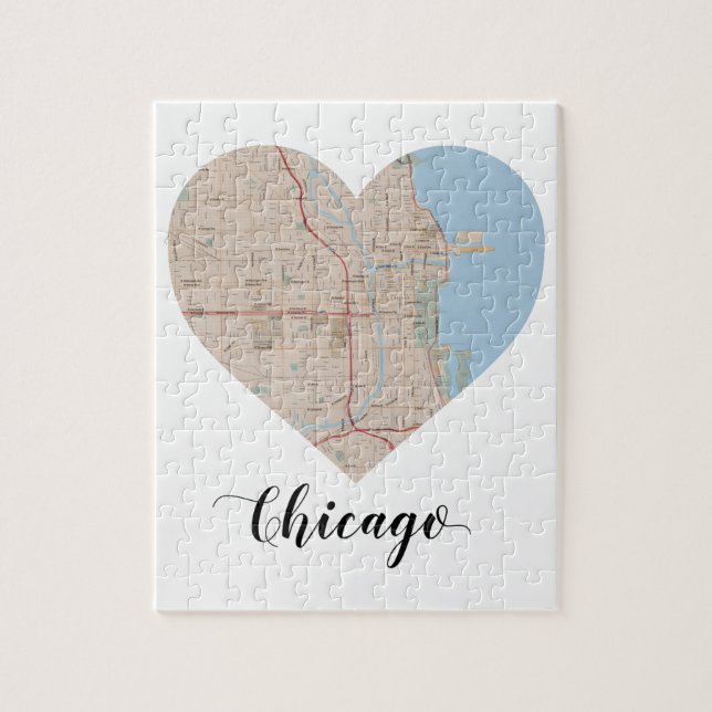 Puzzle Mapa del corazón de Chicago (Vertical)