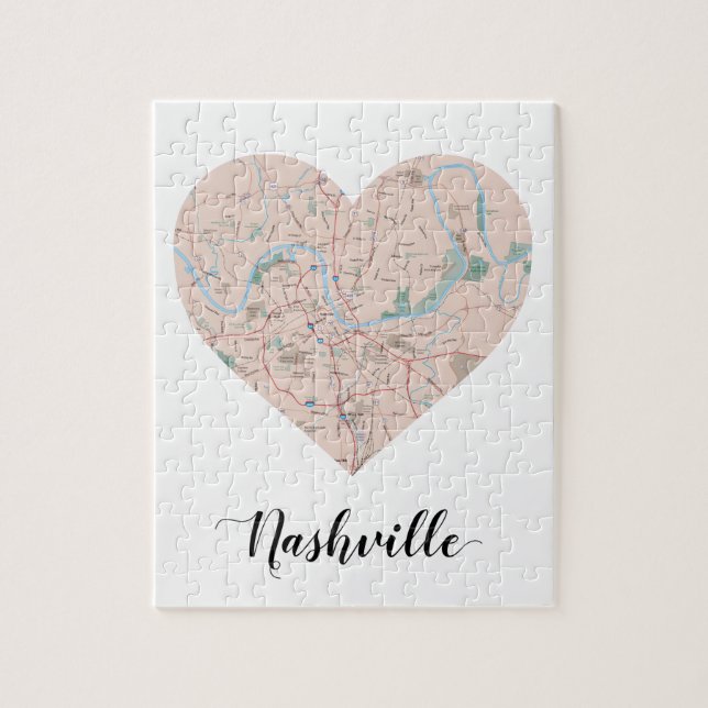 Puzzle Mapa del corazón de Nashville (Vertical)