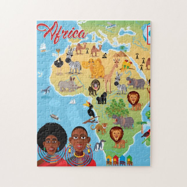 Puzzle Mapa del dibujo animado de África (Vertical)