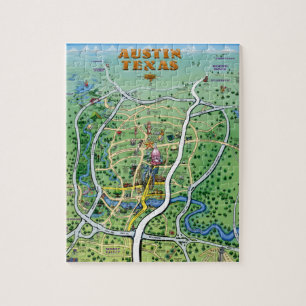 Puzzle Mapa del dibujo animado de Austin Tejas